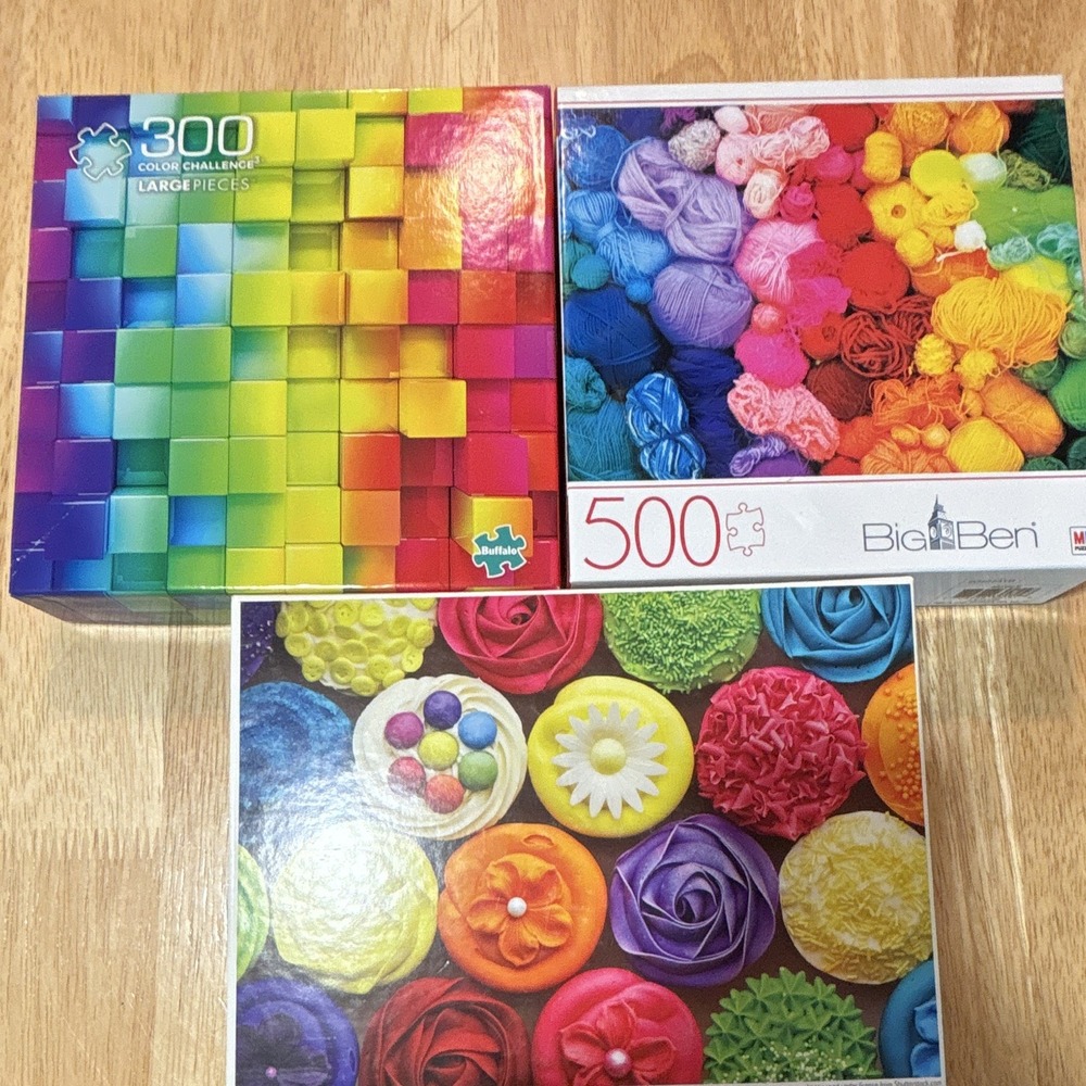Fun Collage Puzzle Pack of 3, 300, 500, and 1,000 Pieces